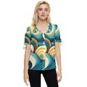 Waves Ocean Sea Abstract Whimsical Abstract Art 6 Bow Sleeve Button Up Top View1