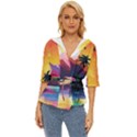 Ai Generated Tropical Island Sunset Landscape Lightweight Drawstring Hooded Top View1