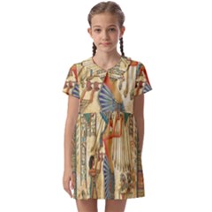 Egyptian Man Sun God Ra Amun Kids  Asymmetric Collar Dress by Celenk