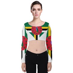 Heart Love Flag Antilles Island Velvet Long Sleeve Crop Top by Celenk