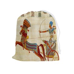 Egyptian Tutunkhamun Pharaoh Design Drawstring Pouch (xl) by Celenk