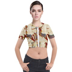 Egyptian Tutunkhamun Pharaoh Design Short Sleeve Cropped Jacket by Celenk