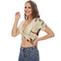 Egyptian Tutunkhamun Pharaoh Design Twist Front Crop Top View2