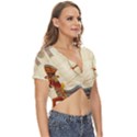 Egyptian Tutunkhamun Pharaoh Design Twist Front Crop Top View3