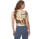 Egyptian Tutunkhamun Pharaoh Design Twist Front Crop Top View4