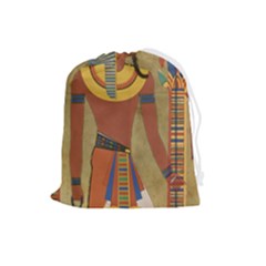 Egyptian Tutunkhamun Pharaoh Design Drawstring Pouch (large) by Celenk