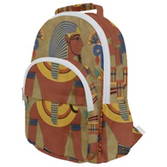 Egyptian Tutunkhamun Pharaoh Design Rounded Multi Pocket Backpack by Celenk