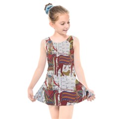 Egyptian Tutunkhamun Pharaoh Design Kids  Skater Dress Swimsuit by Celenk