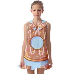 Dessert Food Donut Sweet Decor Chocolate Bread Kids  Pilgrim Collar Ruffle Hem Dress by Uceng