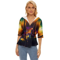 Ai Generated Mushrooms Wallpaper Lightweight Drawstring Hooded Top by Uceng