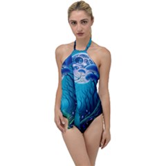 Blue Forrest Jungle,tree Trees Nature Landscape Go With The Flow One Piece Swimsuit by Uceng