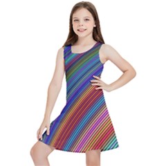 Multicolored Stripe Curve Striped Background Kids  Lightweight Sleeveless Dress by Uceng
