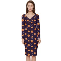 Oranges Long Sleeve V-neck Bodycon Dress  by SychEva