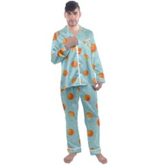 Oranges Pattern Men s Long Sleeve Satin Pajamas Set by SychEva