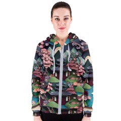 Japanese Garden Flowers Landscape Women s Zipper Hoodie by Jancukart