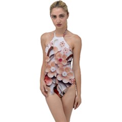 Sakura Flowers Flower Pink Blossom Spring Go With The Flow One Piece Swimsuit by danenraven