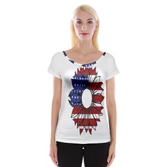 Us Flag Flower Sunshine Flag America Usa Cap Sleeve Top by Wegoenart
