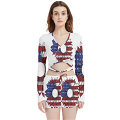 Us Flag Flower Sunshine Flag America Usa Velvet Wrap Crop Top And Shorts Set by Wegoenart