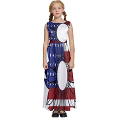 Us Flag Flower Sunshine Flag America Usa Kids  Satin Sleeveless Maxi Dress by Wegoenart