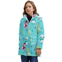 Owls Owl Bird Cute Animal Art Vector  Pattern Colorful Kid s Hooded Longline Puffer Jacket View3