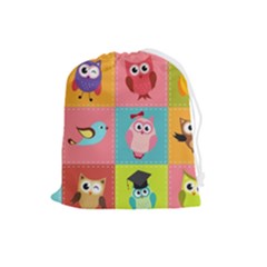 Owls Pattern Abstract Art Vector Cartoon Drawstring Pouch (large) by Salman4z
