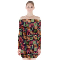 Vegetable Long Sleeve Off Shoulder Dress by SychEva