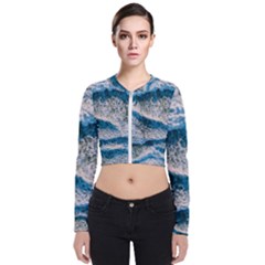 Waves Wave Nature Beach Long Sleeve Zip Up Bomber Jacket by Salman4z