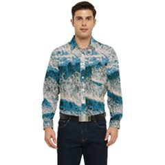 Waves Wave Nature Beach Men s Long Sleeve Pocket Shirt  by Salman4z