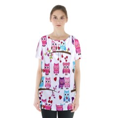 Owl Pattern Skirt Hem Sports Top by Salman4z