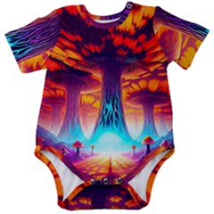 Sci-fi Fantasy Art Painting Colorful Pattern Baby Short Sleeve Bodysuit by Ravend