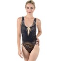 Eagle Ornate Pattern Feather Texture High Leg Strappy Swimsuit View1
