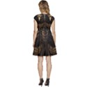 Eagle Ornate Pattern Feather Texture Cap Sleeve High Waist Dress View4
