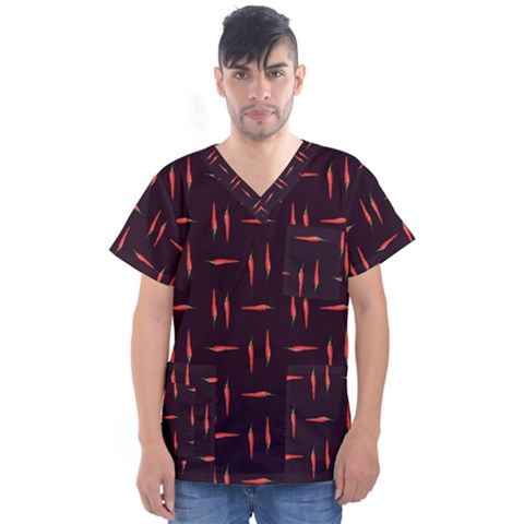 Hot Peppers Men s V-neck Scrub Top by SychEva