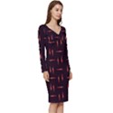 Hot Peppers Long Sleeve V-Neck Bodycon Dress  View3
