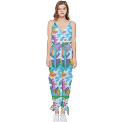 Pattern Hotdogtrap Sleeveless Tie Ankle Chiffon Jumpsuit by Salman4z