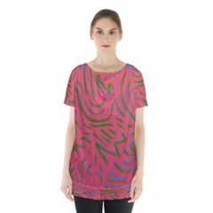 Pattern Saying Wavy Skirt Hem Sports Top by Salman4z