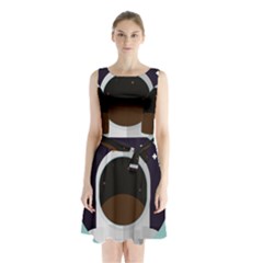 Astronaut Space Astronomy Universe Sleeveless Waist Tie Chiffon Dress by Salman4z