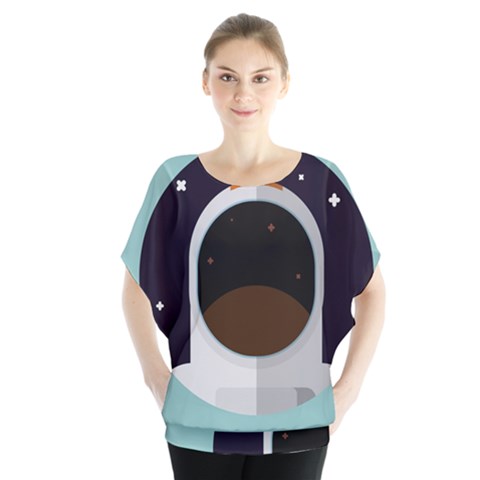 Astronaut Space Astronomy Universe Batwing Chiffon Blouse by Salman4z