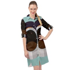 Astronaut Space Astronomy Universe Long Sleeve Mini Shirt Dress by Salman4z