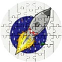 Rocket Ship Launch Vehicle Moon Wooden Puzzle Round View1