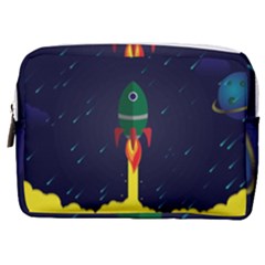 Rocket Halftone Astrology Astronaut Make Up Pouch (medium) by Salman4z