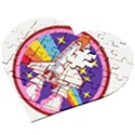 Badge Patch Pink Rainbow Rocket Wooden Puzzle Heart View2