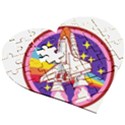 Badge Patch Pink Rainbow Rocket Wooden Puzzle Heart View3