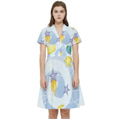 Science Fiction Outer Space Short Sleeve Waist Detail Dress by Salman4z