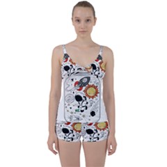 Astronaut Drawing Planet Tie Front Two Piece Tankini by Salman4z