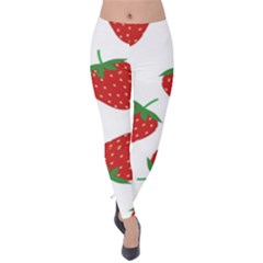 Seamless Pattern Fresh Strawberry Velvet Leggings by Salman4z
