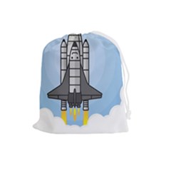 Rocket Shuttle Spaceship Science Drawstring Pouch (large) by Salman4z