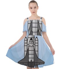 Rocket Shuttle Spaceship Science Cut Out Shoulders Chiffon Dress by Salman4z