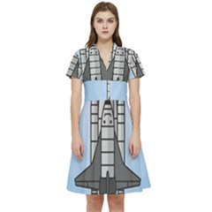 Rocket Shuttle Spaceship Science Short Sleeve Waist Detail Dress by Salman4z