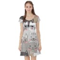 Cute Cats Seamless Pattern Short Sleeve Skater Dress View1